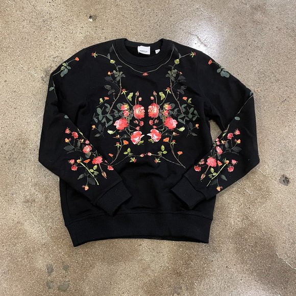Burberry Tops - BURBERRY BLACK FLORAL-PRINTED SWEATSHIRT